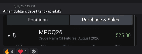 Screenshot shared by a fcpo trader